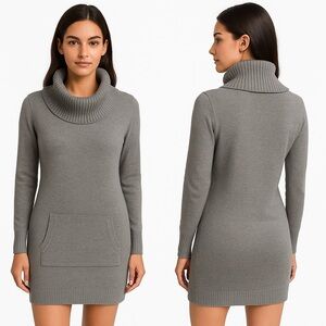 Ann Taylor Loft gray cowl neck sweater dress cotton cashmere blend NWT